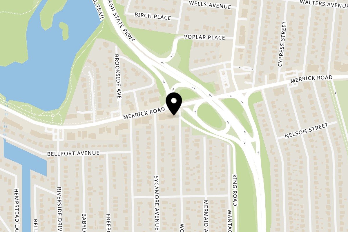 Map showing the location of Jones Beach Delicatessen & Catering on 3060 Merrick Rd in Wantagh